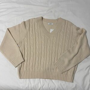 Suzy Shier Cable Knit Cream Sweater